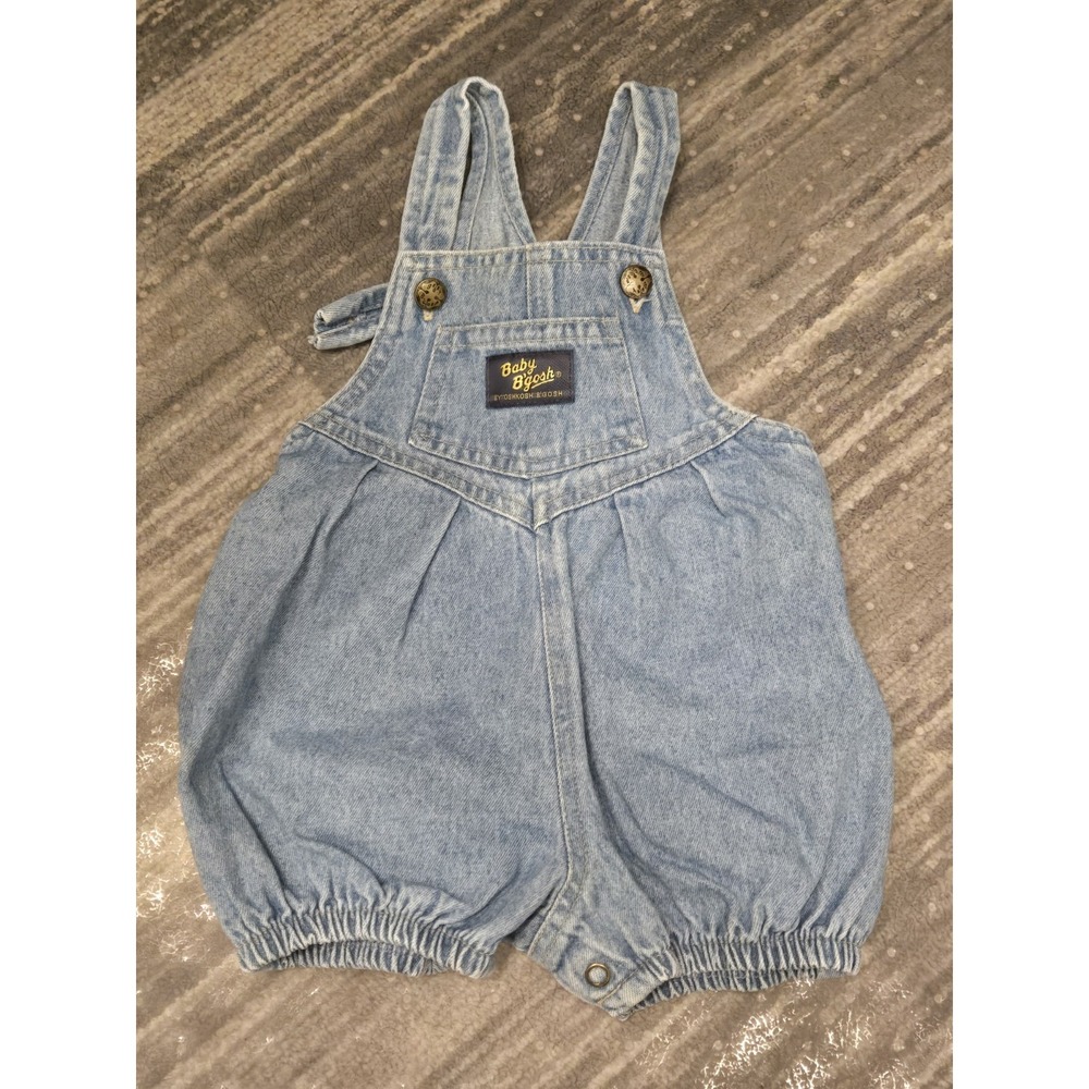 Vintage OshKosh B'Gosh Vestbak Bubble Romper Denim Overalls USA 6-9M Shortalls